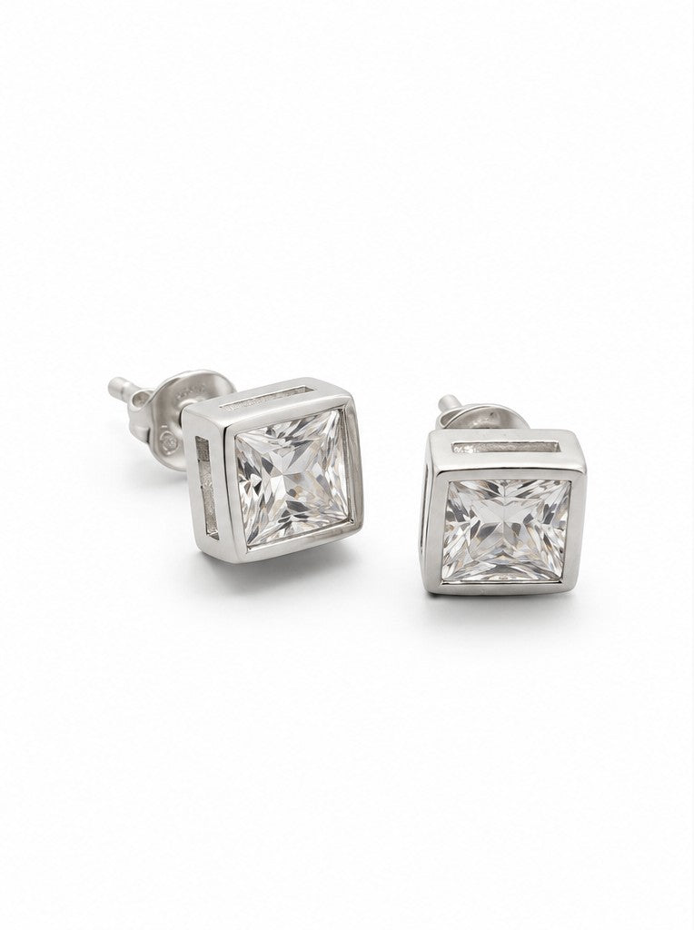 Square Sparkle Stud - 925 sterling silver jewellery by Sanache (photo 2)